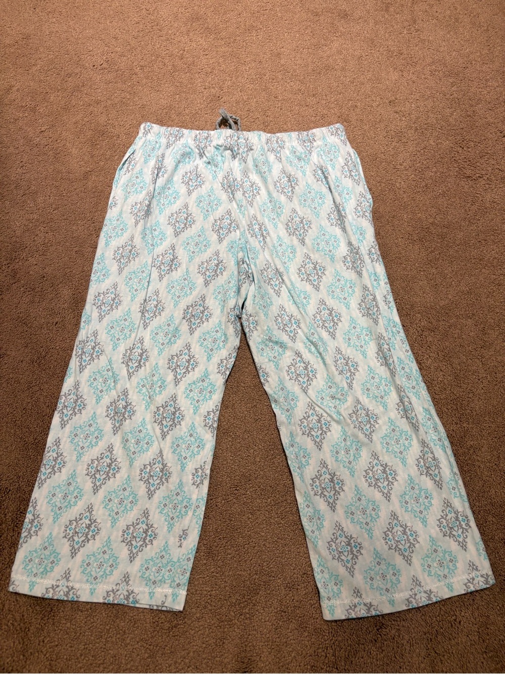 Carole Hochman White and Light Blue capri pj bottoms 100% cotton size small - Picture 4 of 5